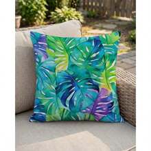 Funda almohada verano 18 x 18 pulgadas funda almohada corativa s es Funda cojín acuarela ver para sofá patio sofá decoración al aire - Hoja de Monstera - Ver 3