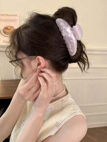 3 Pieces/1 Piece Of 9/3.54 Inch Hair Clips For Women, Stylish Hair Accessories In Black, White And Brown For Daily Hairstyling And Makeup. - 02粉紅色 - 查看 1