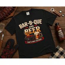 Funny BBQ T-Shirt, Barbecue And Beer T-Shirt, Grill Master T-Shirt, Backyard BBQ T-Shirt, Beer Lover T-Shirt, Summer T-Shirt - 黑色 - 查看 4