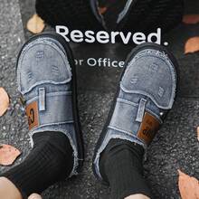 Men's Closed-Toe Slippers New Style Slip-On Denim Slides - Dusty Blue - View 6