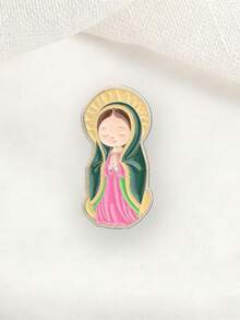 Broche de Esmalte da Virgem Maria de Guadalupe Versão Q Fofa, Broche Religioso Católico, Acessório Elegante para Fiéis Crentes, Ideia de Presente Perfeita - Multicolorido - Visão 5