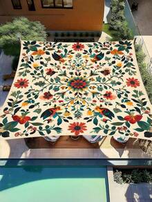 1pc Bohemian Mandala Pattern Gradient Color Outdoor Sun Shade Curtain - Thickened Sun Protection, Easy To Install And Store, Suitable For Garden, Patio, Poolside 6 People Use (Poles Not Included), Outdoor Shade - Little Flower - View 6