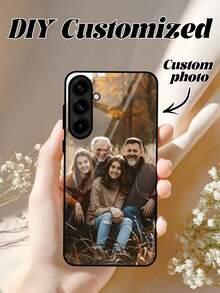 1pc Personalized Thanksgiving Family/Couple/Pet Photo Shockproof Black Phone Case Compatible With IPhone 17Pro Max, 17Air, 16Pro, S24Ultra/S25, A55, A35, A6, A16 And Other Android Phones, Christmas - Black - View 1