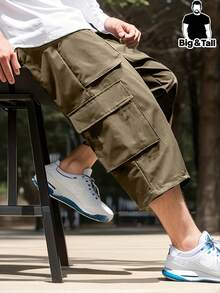 Men's 7/8 Length Casual Work Pants, Plus Size - 黑色 - 查看 8