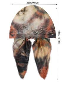 Rhinestone Decor Tie Dye Pre-Tied Hijab For Women, Elastic Stretch Islamic Headscarf Turban Cap, Soft Hair Loss Head Wrap Head Cover - Color - View 2