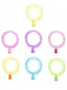 Colorful Harajuku Candy Bear Clavicle Chain Cute Cartoon Pendant For Girls Daily Wear Random Color Gift - one-size - View 3