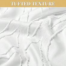 No Hook Shower Curtain With Snap In Liner Set, Tufted Waterproof Shower Curtains Bathroom Washable Bath Curtain Hotel Style Curtains With See Through Top Window, White, 71" 74" L - 白色 + L - 查看 3