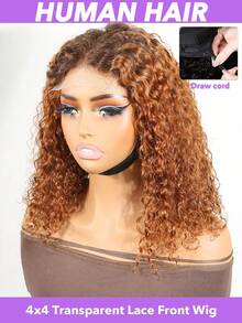 4x4 Curly Bob Wigs 100% Human Hair Glueless Wear And Go 14 Inch Ombre Blonde Curly Short Bob Pre Bleached Ready To Wear Wig 150% Density For Women #T4/30 (8-16 Inch) - S4/30 - View 2