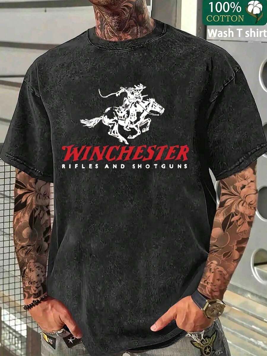 Gun Nuts - Camiseta Estampada de Rifles y Escopetas Winchester, DiseñEspecialmente para Entusiastas de la Lucha Libre, Camiseta Personalizada y Creativa para Hombres Adultos, Camiseta La - Blanco - Ver 1