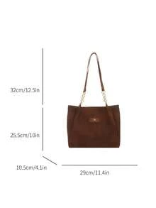Denim Pattern Shoulder Bag For Women, High-End Commuter Vacation Large Capacity Ladies Bag, New Season Versatile Chain Student Tote Handbag - Brown - View 7