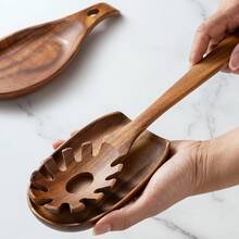 1pc Rosewood Spoon Holder, Cooking Utensil Storage Rack, Heat-Resistant Wooden Kitchen Tool Organizer, Suitable For Stove Top, Spoon, Spatula, Brush, Scraper And Other Kitchen Utensils - Brown - View 6