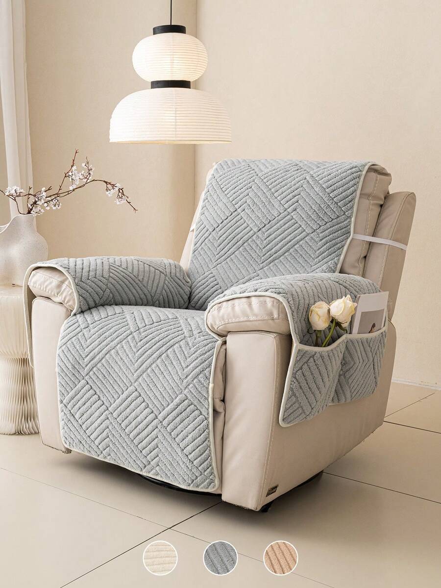 1PC Soft Cotton Velvet Skin-Friendly Single Seat Sofa Recliner Cover, Integrated Design, Machine Washable, All-Season Use, Anti-Slip - Multicolor - View 1
