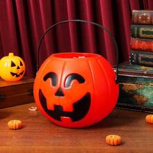Halloween Pumpkin Bucket Set Of 5 Large Plastic Trick Or Treat Buckets With Handle For Halloween Party And Fall Decor Portable Pumpkin Pails - View 3