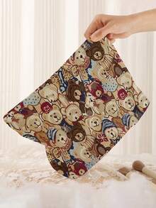 1 pieza Bolsa de almacenamiento de cosméticos portátil con estampado de oso, impresa por ambos lados, estuche de maquillaje con cremallera para viajes, bolsa organizadora de artículos de tocador multifuncional - Multicolor - Ver 7