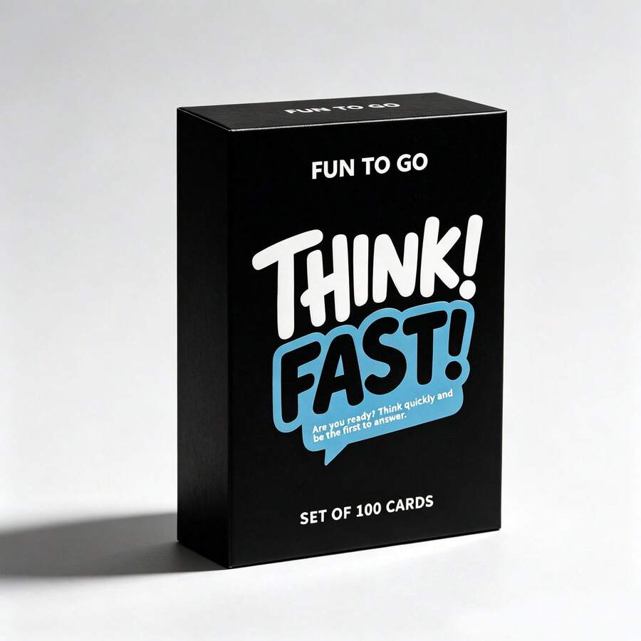 Think Fast - 100張卡牌遊戲,適合2-10位成人與家庭,快速反應挑戰與爆笑反轉,適合遊戲之夜、泳池派對、露營、晚餐等場合,家庭遊戲之夜與聚會的完美選擇 - 黑色 - 查看 1
