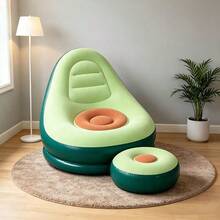 1pc Avocado Inflatable Sofa Chair PVC Outdoor Sofa Chair Single With Backrest And Footrest Inflatable Sofa Chair - Multicolor - View 3