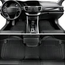 Durable All-Weather Car Floor Mats Set For Sedans & SUVs - Waterproof PVC With Anti-Slip Grip, Easy To Clean Front & Rear Seat Rubber Pads, Winter Fit - Multicolor - View 6