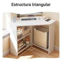Escritorio Moderno Esquina Oficina Mesa Para Computadora - Blanco - Ver 7