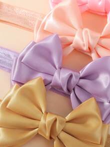bilicaca 3pcs/Set Satin Bow Baby Headbands, High Elasticity Soft Children's Hair Accessories, Cute Versatile Kids Decorative Hairbands, Suitable For Daily Use - Multicolor - View 9