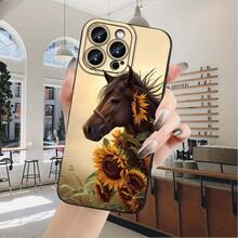 Funda para teléfono con diseño de ojo, girasol y caballo, adecuada para Transsion Redmi    HONOR  17/16/15/14/13/12/11/XS/XR/X/7/8 Plus/Pro/Max/Mini - Diseño creativo, moderno y sencillo, funda protectora personalizada de cobertura total y anti-caídas, adecuada para hombres y mujeres, un regalo para amigos y familiares. - Negro - Ver 3