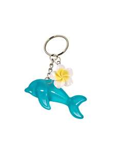Blue Dolphin Keychain With Cute Small Flower, Perfect For Backpack Accessories, Phone Charms, Car And Home Decor, Birthday, Holiday And Party Gifts, Suitable For Fashionable Car Keys, Men And Women Packaging Decorations And Home Accessories, Ideal Vacation Accessory, Can Be Used For Travel, Work, School, Dorm, Wedding Bride Gift, Mother's Gift, Birthday Gift, Holiday Souvenir, Back To School Gift, Graduation Gift - Multicolor - View 10