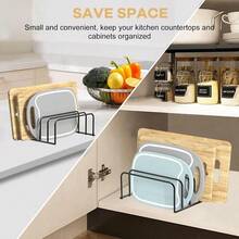 1pc Multifunctional Chopping Board Storage Rack, Space Saving Countertop Organiser For Cutting Boards, Baking Sheets, Pans & Pot Lids, Easy Clean Kitchen Holder - 1PCS - View 5