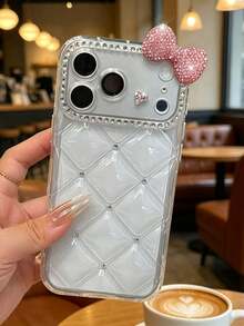 可愛蝴蝶結亮片透明手機殼，適用於 iPhone 17 Pro Max 16 17e 13 14 15 16e 17e - 無色 - 查看 2