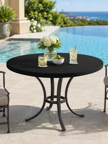 1pc-Black Stretch Spandex Tablecloth 6FT, Fitted Rectangular Table Cover For 72 X 30 Inch Tables, Washable Elastic Tablecloth For Trade Shows, Weddings, Parties And Outdoor Events - Black - View 2