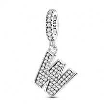 1 pièce Pendentif initial A-Z en argent sterling S925 de style minimaliste romantique, hypoallergénique, convient pour bracelet original, fabrication de bijoux DIY pour femmes, cadeau d'anniversaire - Blanc - Voir 27