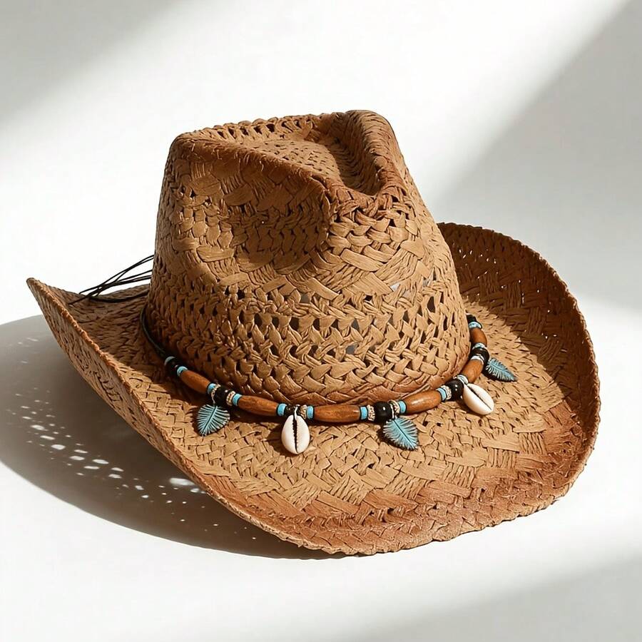 A Handcrafted Straw Hat For Outdoor Activities, Perfect For Looking Like A Western Cowboy Hat Or A Formal Hat, Suitable For Both Men And Women, Ideal For Outdoor Climbing And Casual Environments. - 橘子卡 - 查看 1