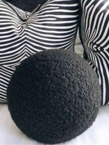Teddy Ball Shaped Pillow, Ball Shaped Cushion 12"/10" (M/S) - Black - View 3