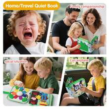 幼兒蒙特梭利忙碌書，幼兒園早期教育玩具，幼兒禮物，靜心書旅行玩具，兒童遊戲忙碌板，提升精細動作技能，認知感官遊戲，幼兒生日禮物，聖誕節，萬聖節 - 綠色 - 查看 7