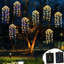 Four Solar-Powered LED String Lights Resembling Jellyfish, Hanging Anemone Lights, 8 Modes, IP65 Rated, Suitable For Outdoor Patios, Camping, Parties, Terraces, And Various Events To Create Ambiance. - 彩色 - 查看 1