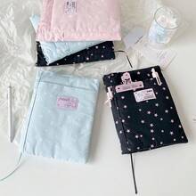 1pc Star Print Padded Book Sleeve, Soft Fabric Book Cover Protector With Pen Slot & Bookmark Strap, Portable Paperback Notebook Jacket For Textbook, Journal, E-Reader, Cute Book Lover Gift For Students Girls, Back To School - Notebook Protective Cover - View 8