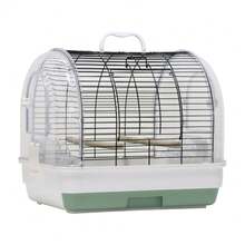 Tragbarer Vogelkäfig für Kleinvögel – Reisebox aus Metall & Kunststoff mit Tragegriff | Inkl. 2 Futternäpfe & Sitzstange | Abnehmbare Schale | Ideal für Wellensittiche, Nymphensittiche & Kanarienvögel - Einheitsgröße - Übersicht 5