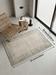 1pc Modern Minimalist Area Rug, Grey Geometric Pattern Living Room Carpet, Fresh Spring/Summer Design, Soft Touch, Short Pile Modern Floor Rug, Suitable For Bedroom, Dining Room, Office, Home Decor And Doormat, Versatile For Multiple Occasions Like Music Festivals, Wedding Venues And Daily Home Use - Grey - View 12