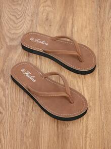 Summer Women's Fashion Elegant Classic Non-Slip Outdoor Beach Leopard Print Flip Flops - Rust Brown - View 4