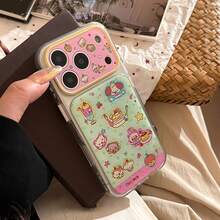 GUCADI Transparent Gold-Plated Rose Green Fresh Color Phone Case, Compatible With Apple 17 Pro Max, 16, Transparent 14, Full Coverage 15, Suitable For 17, Cartoon Gold-Plated Girl, Creative, Geometric, Cartoon Style, Fresh Minimalist, Color Block, Niche, Style - Green - View 10