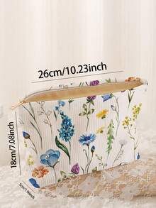1 pieza Bolsa de almacenamiento cosmético portátil Regalo de vacaciones Patrón floral Impresión de doble cara Bolsa de maquillaje con cremallera Organizador de artículos de tocador multifuncional - Multicolor - Ver 4