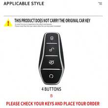 ABS Carbon Fiber Car Key Case Cover Shell For BYD Qin Plusdmi Atto 3 EV Dolphin Durable 4 Buttons Protected Keychain Fob Bag - Type a - View 2