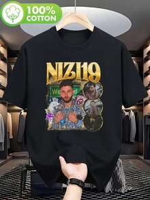 Nizi19 Wockhardt Retro 90S Hip-Hop T-Shirt - Black Vintage German Rap Band Tee Featuring NIZI19 Golden Logo, Unisex Casual Streetwear Suitable for Concerts & Everyday Wear - Machine - Noir - Voir 1