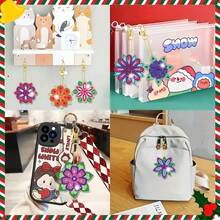 15pcs DIY Mandala Pattern Design, Bohemian Style Floral Diamond Painting Keychain, Beginner-Friendly Rhinestone Set, Backpack Charm, Key Decoration, Gift For Best Friends And Classmates, Daily Outfit Accessory - one-size - View 7
