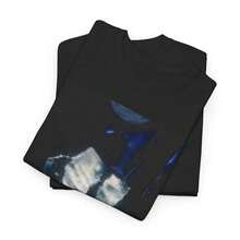 100% Cotton Vintage Tee Glitter Socks T-Shirt |   Midnight Scene Print Tee - Black - View 4