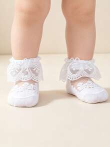 3雙嬰幼兒夏季薄款透氣蕾絲水晶冰絲短襪 - 彩色 - 查看 4