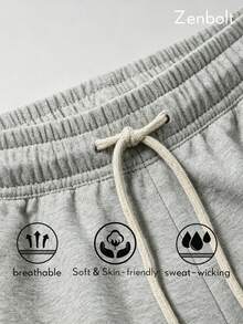 ZULIZ Zenbolt Men's Drawstring Waist Casual Shorts, Contrast Drawstring And Pocket Trim, Suitable For Fitness And Daily Wear - Light Grey - View 7