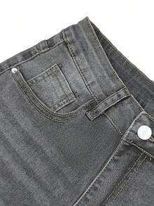 Y2K High Waist Stretchy Skinny Sexy Jeans For Plus Size Women Casual Spring - Dark Grey - View 7