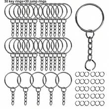 Juego de 60 piezas para hacer llaveros con anillos de llave abiertos, con anillos de cadena y anillos conectores abiertos, adecuado para manualidades DIY, creación de llaveros creativos, colgantes para mochilas, carteras y bolsos, colgantes para decoración de fiestas (5 colores disponibles) - Cadena de apertura Bucle pequeño - Ver 9