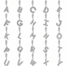 1 pièce Pendentif initial A-Z en argent sterling S925 de style minimaliste romantique, hypoallergénique, convient pour bracelet original, fabrication de bijoux DIY pour femmes, cadeau d'anniversaire - Blanc - Voir 12