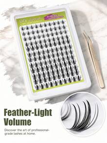 DIY Cluster Lashes 120pcs 10 Rows Soft Synthetic Fiber Natural 3D Wispy Volume 10-14mm Mixed Length Easy Apply Reusable Soft Black Band Eyeliner Effect Curling Eye Enlarging Individual Lashes For Women Daily - View 2