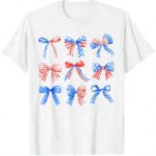 White T-Shirt For Toddlers With Patriotic 4th Of July Print, Casual, Short Sleeve, , Kindergarten Graduation, 4th Of July Girls, Children's Items, Clothing - 黃色 - 查看 1